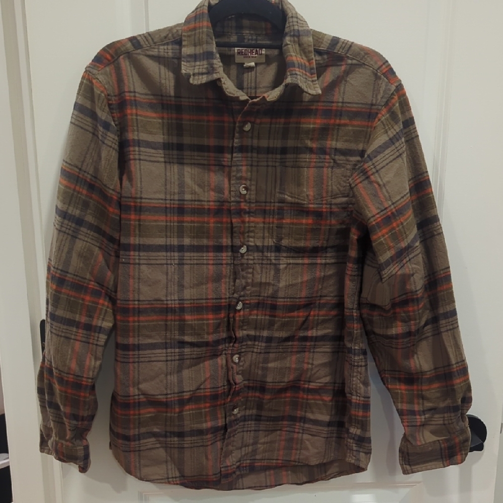 RedHead Men's Plaid Button-Down Shirt - Brown and Orange